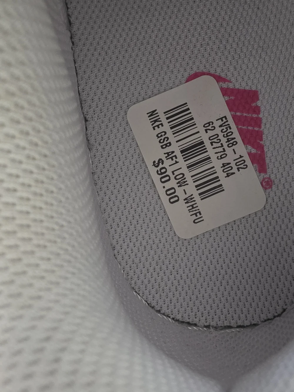 Nike Air Force 1 Low GS White Laser Fuchsia Hot Pink FV5948-102 NWT 6.5W /5Y